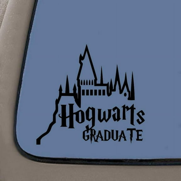 Hogwarts Graduate Decal | 7 Inches By 6.5 Inches | Black Vinyl Decal | Car Truck Van SUV Laptop Macbook Wall Decals