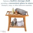 thumbnail image 3 of TranquilBeauty Bamboo Shower Bench with Storage Shelf - Wooden Bathroom Stool - Wood Bath Chair for Sitting, 3 of 6