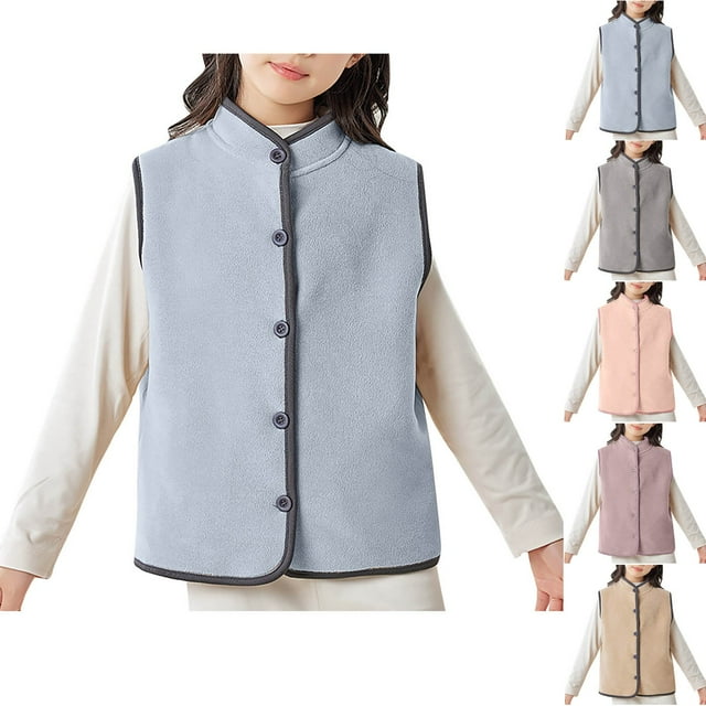 Baby Boys and Girls Toddler Fleece Vest Warm Sleeveless Jacket Spring Winter Children Waistcoat 3-9Y Blue