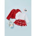 thumbnail image 2 of Xingqing Saint-Valentin Bébé Filles Robe Imprimée Cœur + Cardigan à Manches Longues Manteaux Ensemble 2 Pcs Rouge 4-5 Ans, 2 of 8