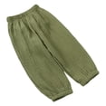 thumbnail image 4 of Hansber Toddler Boy Girl Plain Cotton Linen Pants Elastic Waist Casual Bloomers Trousers Army Green 130, 4 of 4