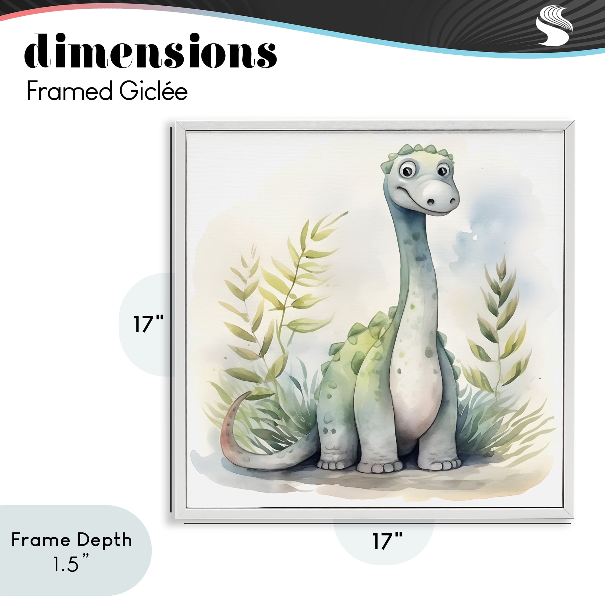 Stupell Industries Crafty Critters Dino White Framed Giclee Art, design by Steve Hunziker