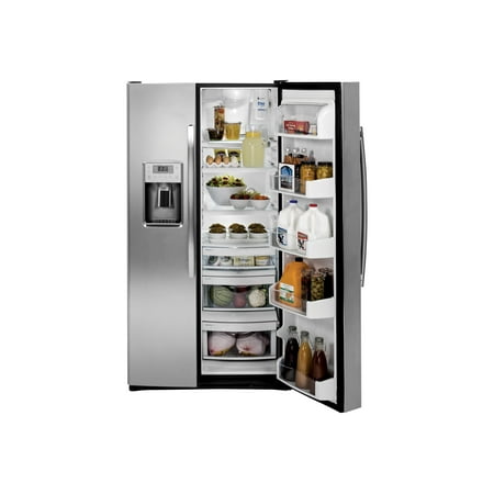 GE - Profile Series 28.4 Cu. Ft. Side-by-Side Refrigerator with Thru-the-Door Ice and Water - Stainless steel