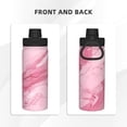 thumbnail image 3 of 18oz Sports Insulated Kettle Double Wall Vacuum Insulated Water Bottle With Leak Proof Flip Lid For Gym Outdoor Commuting Camping Pink Marble_21256_1, 3 of 9