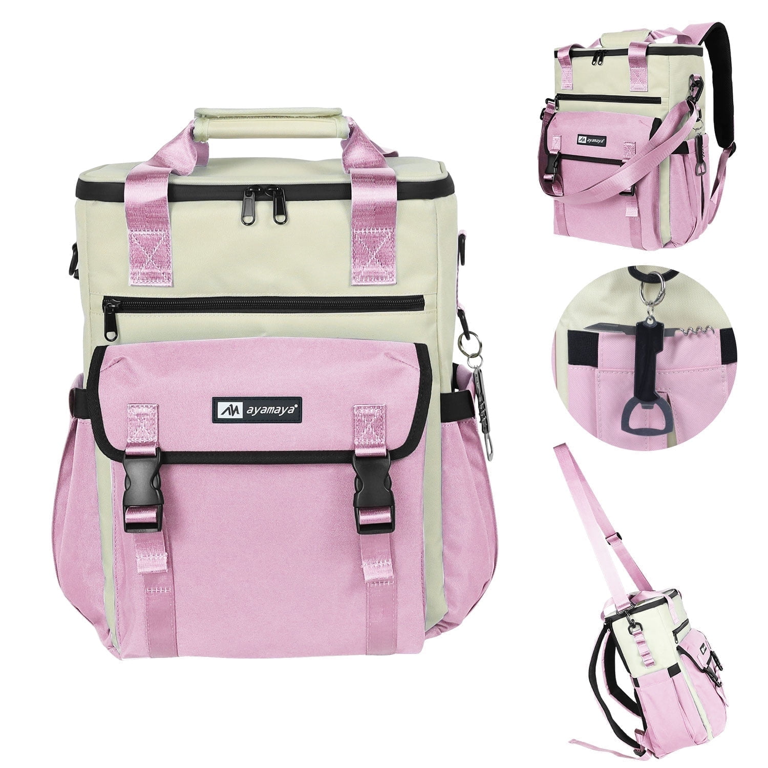 ASTRAEA Cooler Backpack, 36 Cans Cooler Bags Insulated, Leakproof Backpack Lunchbox for Women Beach Travel Camping, Pink
