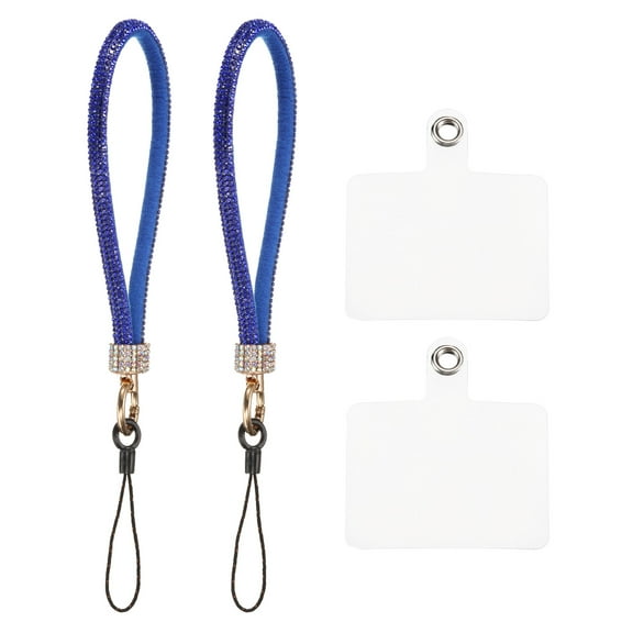 2 Pcs Phone Lanyard, Detachable Wrist Strap Glitters with Phone Patches for Phone Case, Deep Blue