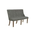 thumbnail image 3 of Walnut Wood 7pc Dining Set with Extendable Table and Gray Linen Chairs + Bench, 3 of 4