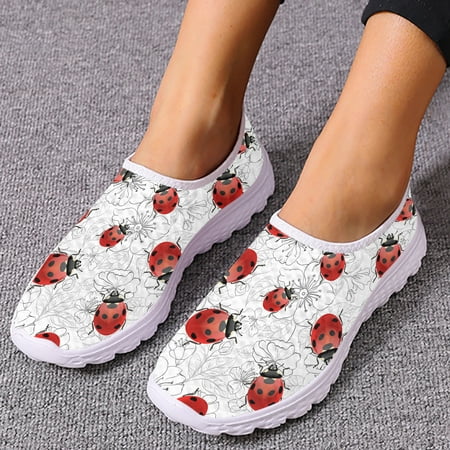 Cartoon Seven Star Print Breathable Loafers Insect Print Slip On Shoes Love Printed Zapatos Planos De Mujer
