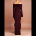 thumbnail image 4 of Vestido Tipo Suéter Ajustado con Hombros Descubiertos para Mujer, Vestido Formal de Larga, Elegante, para Fiesta en Club o Discoteca. Marrón Rojizo M, 4 of 7