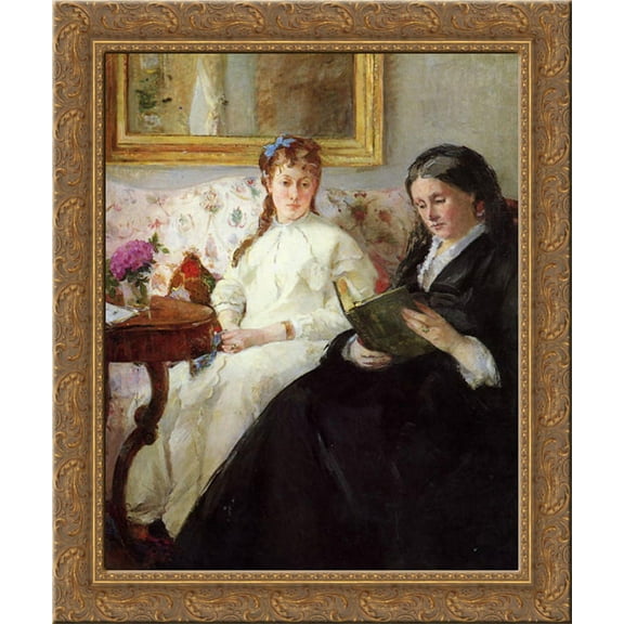 Mother and Sister of the Artist 20x23 Gold Ornate Wood Framed Canvas Art by Morisot, Berthe