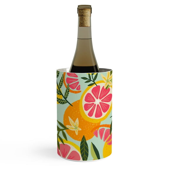 Society6 Cat Coquillette Grapefruit Blooms Mint Palette Wine Chiller