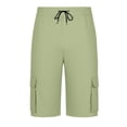 thumbnail image 5 of RYDCOT Men's Cargo Long Shorts 3/4 Cotton Ripstop Relaxed Fit Below Knee Capri Cargo Pants with Multi-Pockets Green, 5 of 6