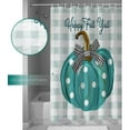 thumbnail image 3 of Fall Shower Curtain Teal Pumpkin Buffalo Plaid Shower Curtains for Bathroom Happy Fall Y''all Bath Curtains Sets for Autumn Thanksgiving Seasonal Bathroom Decor Polyester Fabric Waterproof 72 x 84 in, 3 of 6