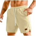 thumbnail image 2 of Inleife Men Casual Solid Summer With Pockets Drawstring Middle Waist Sport Short Pants, 2 of 6