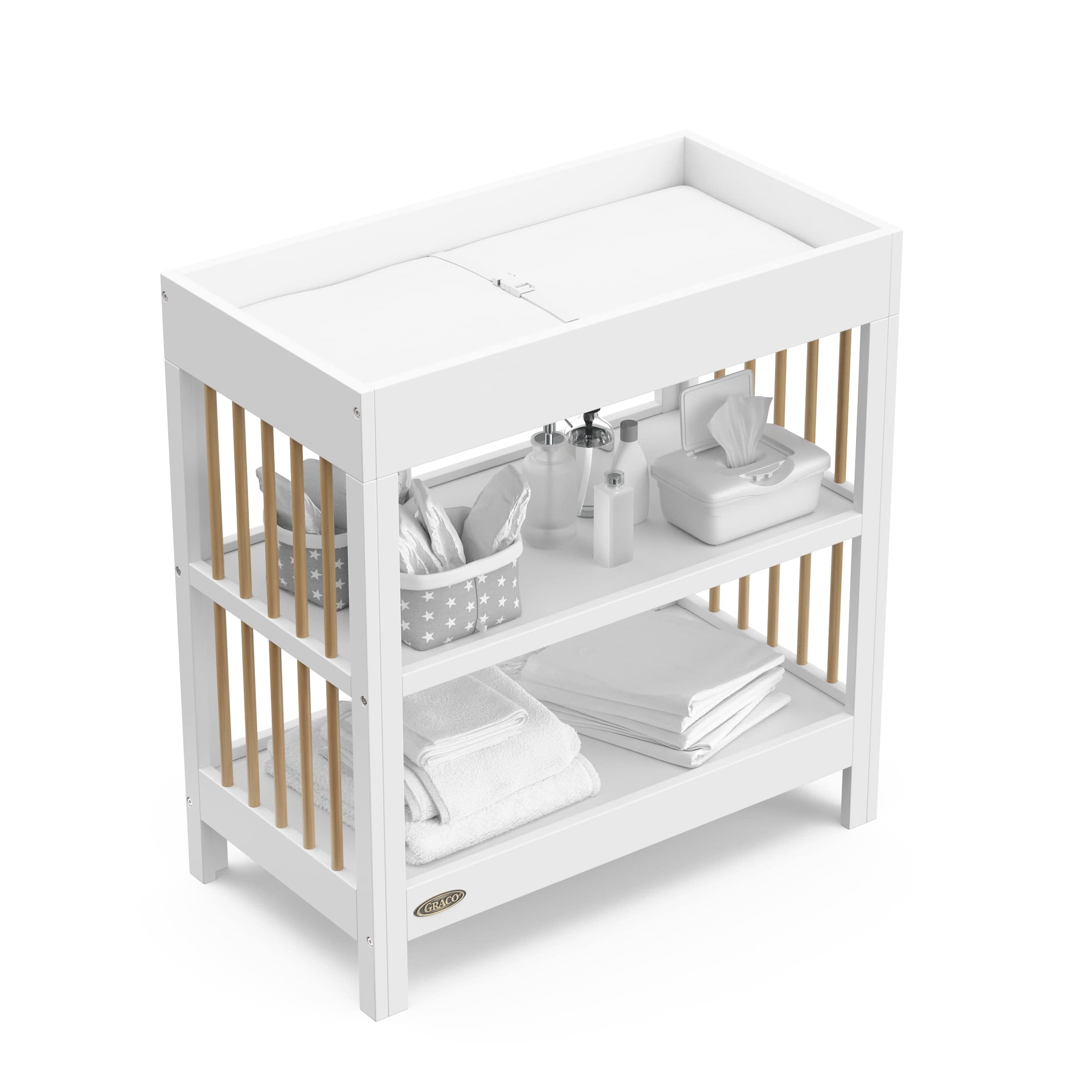 Table à langer Graco Teddi, Blanc avec bois flotté