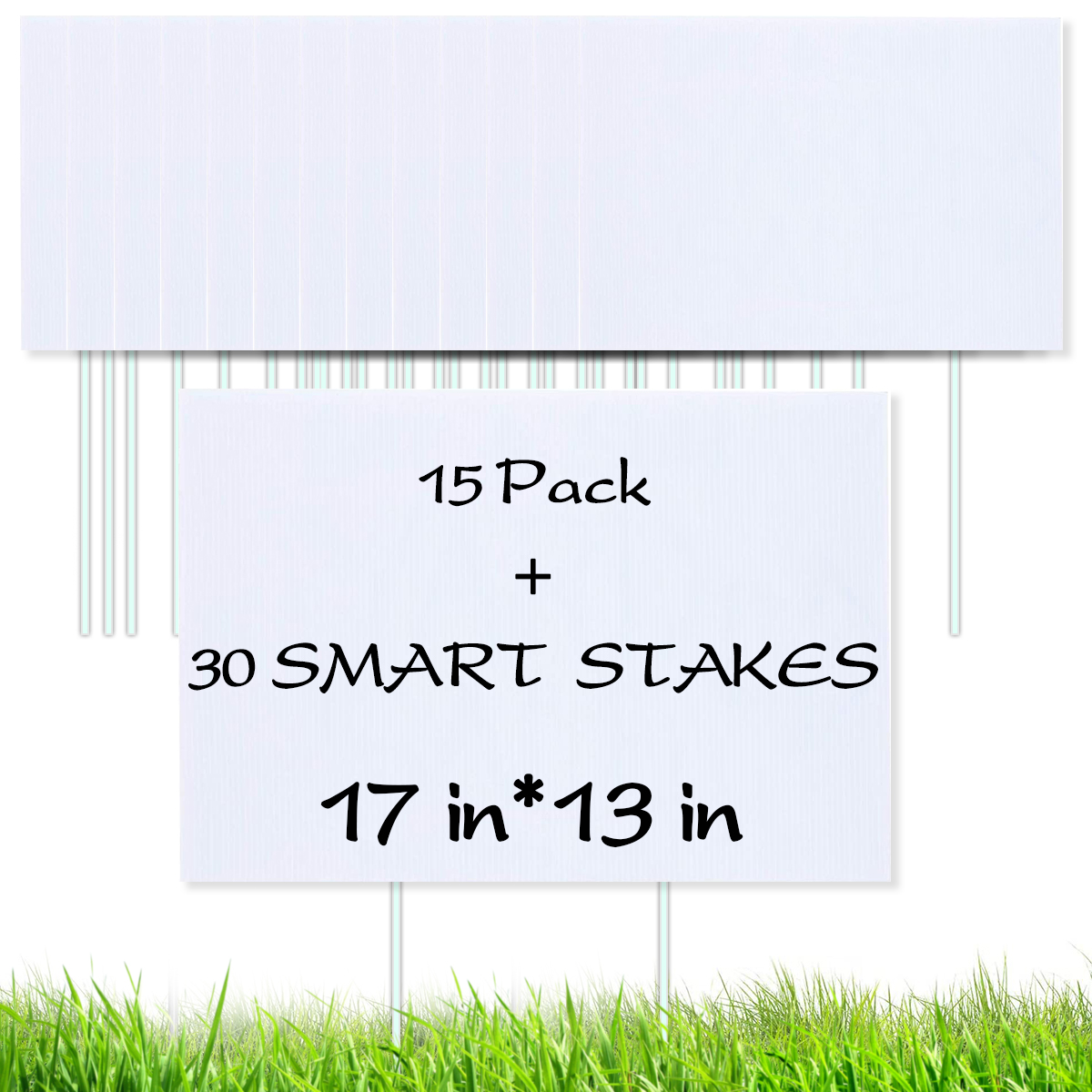 15 Pack Blank Yard Signs 13" x17" Lawn Sign with Stakes Ground Stake