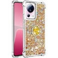 thumbnail image 6 of Glitter Clear Sparkly Bling Case for Xiaomi 13 Lite, Flowing Liquid Quicksand Cover with Diamond Ring Holder Case for Xiaomi 13 Lite  Gold, 6 of 7