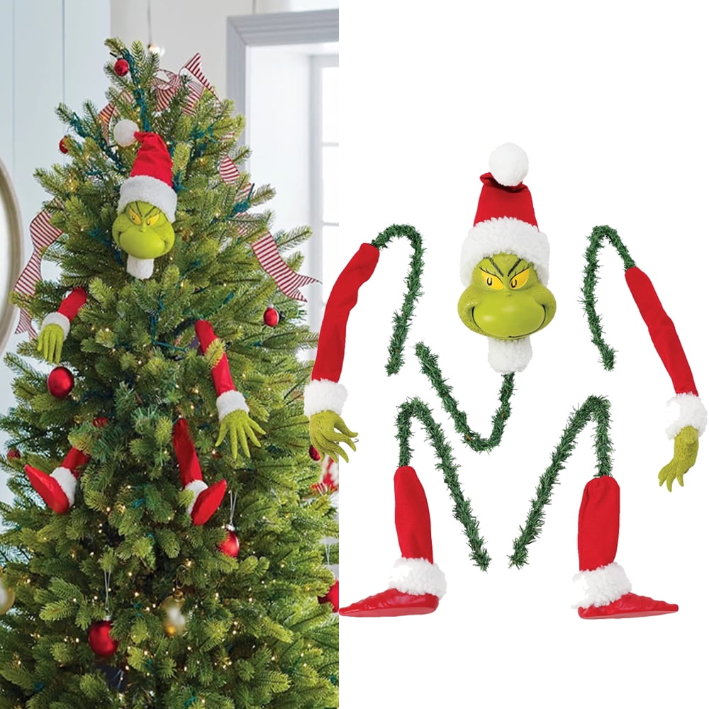 The Grinch Decorate in a Tree Topper Set,Grinch Christmas Tree Decorations, 8 Inch, Multicolor