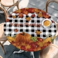 thumbnail image 2 of Maple Leaves Fall Round Tablecloth, Fitted Table Cover with Elastic for 36"-44" Round Tables, Thanksgiving Pumpkins Rustic Corn Retro Plaid Table Cloth Outdoor Dinning Party Waterproof Tablecloths, 2 of 7