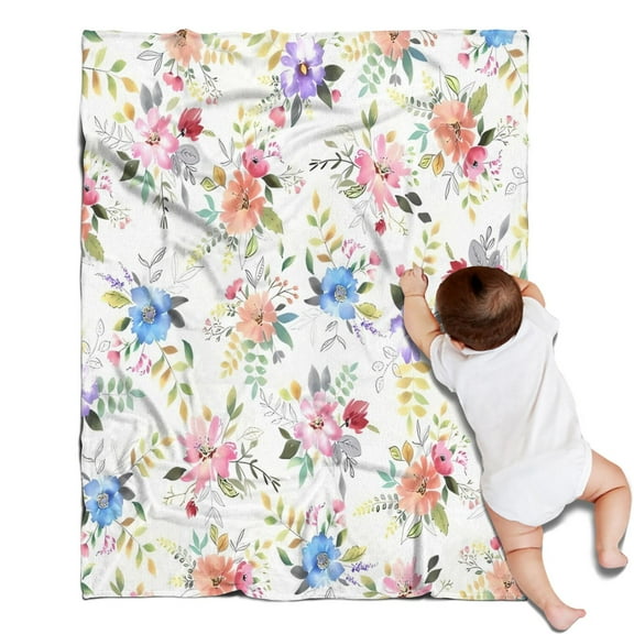 Pioneer Flower Floral Print Pattern Blanket,Comfortable Soft Flannel Throw Blanket,All Season,Warm Lightweight Blankets for Sofa Bed Couch Living Room Chair,30"x40"