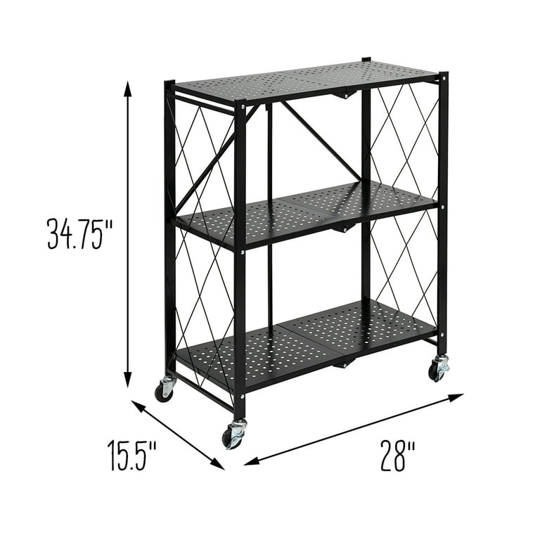 Honey-Can-Do Steel Small Adjustable Shelving Unit, 3-Tier, 30H x 15W x  14D, Black