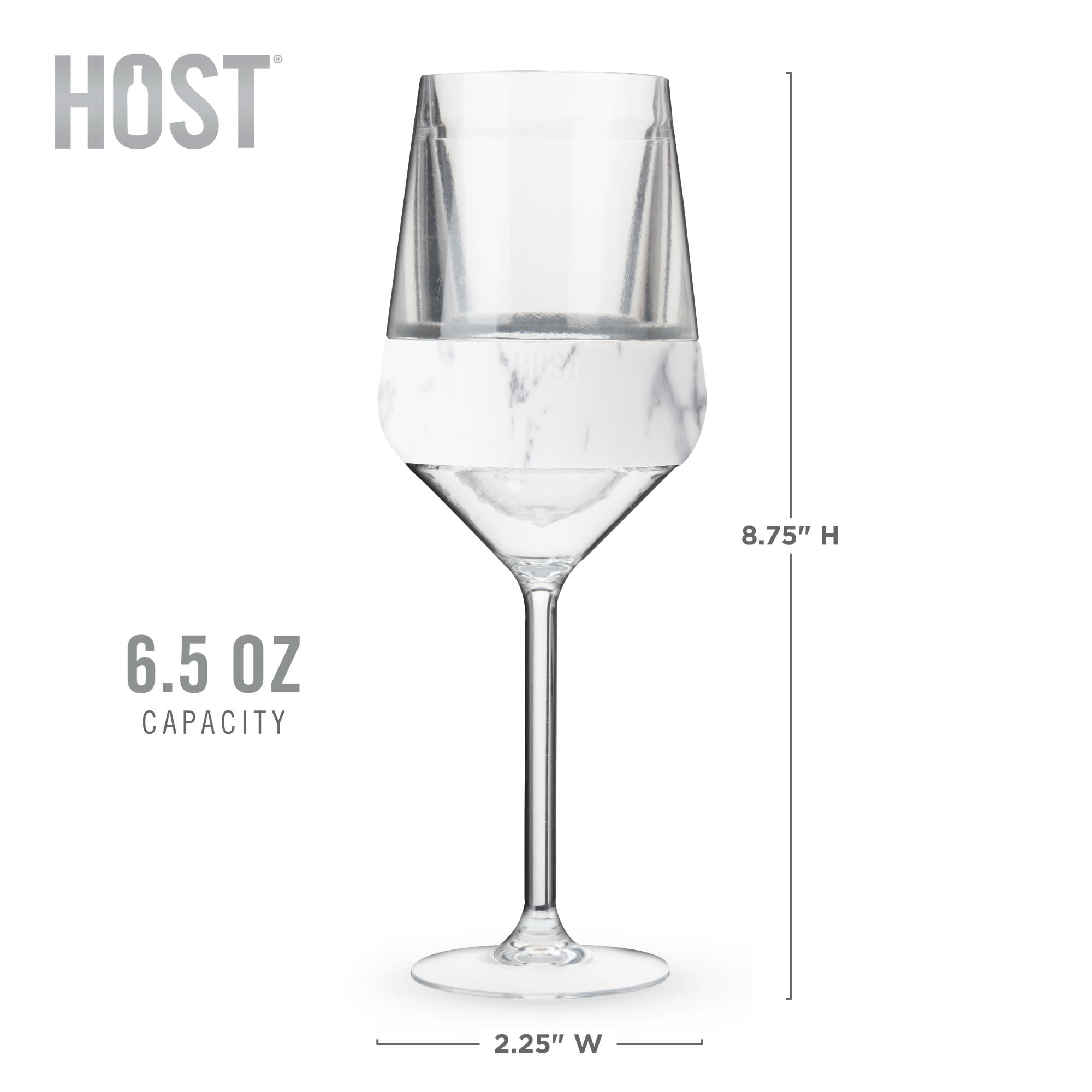 Host Freeze Stemmed Wine Glasses, Cooling Cups, 6.5 oz, Set of 2, Marble