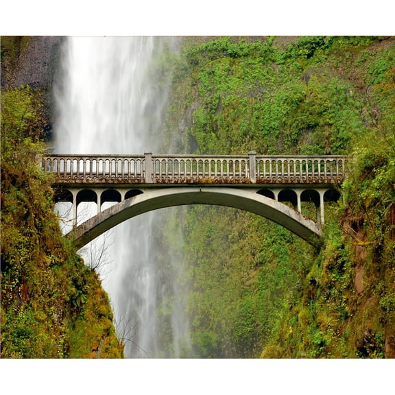 Dundee Deco's Modern Grey Green Multnomah Falls Wall Mural, 142 in X 106 in (108 sq ft.)