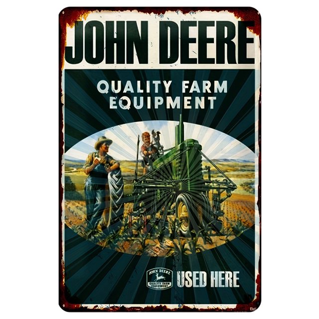Letrero Chapa Metal JOHN DEERE Pintura Hierro Rectangular Pared para El Y Bar 30x40cm