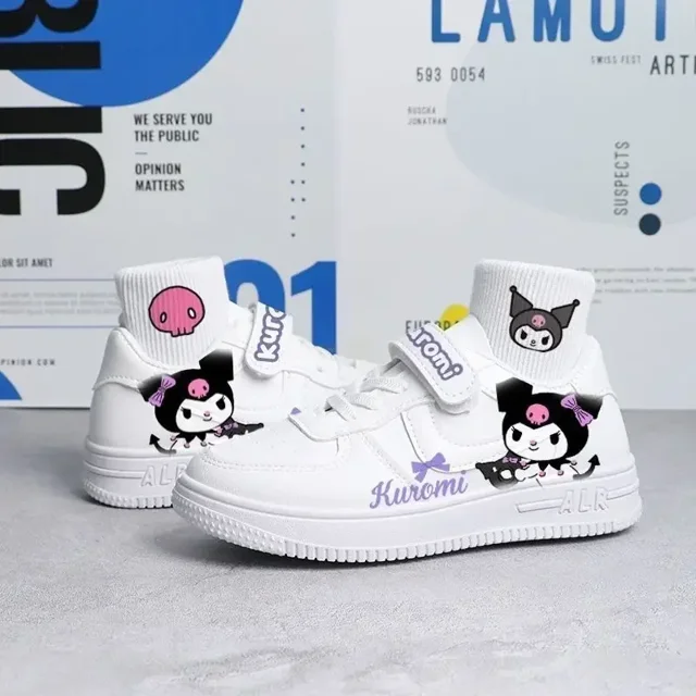 Sanrioed-Zapatillas deportivas con estampado de dibujos animados para niños, zapatos de grillo blancos, Cinnamoroll Kuromi Kawaii, tenis al aire libre