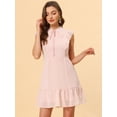 thumbnail image 3 of INSPIRE CHIC Women's Ruffle Tie Neck Sleeveless  A-line Solid Color Chiffon Dress, 3 of 6