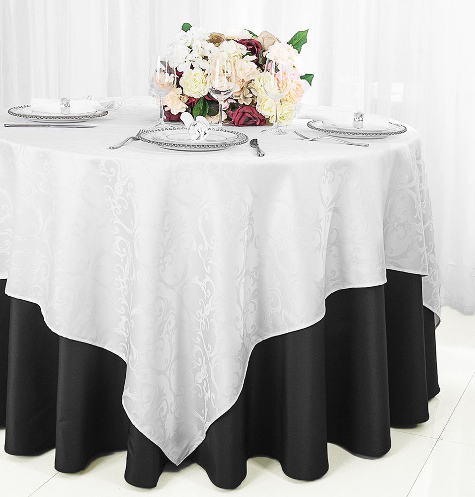 Wedding Linens Inc. 72"x72" Square Versailles Damask Jacquard Polyester