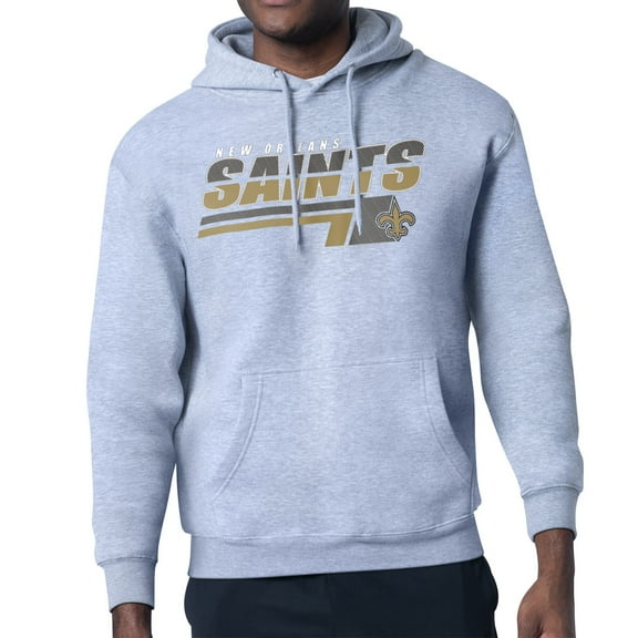 Men's Starter Heather Gray New Orleans Saints Logo Push Graphic Hoodie