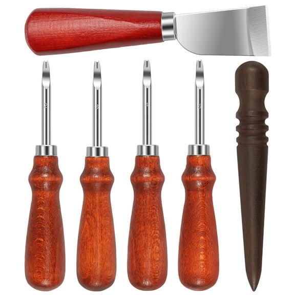 Wekvgz 6 Pcs Leather Cutter Set Practical Leather Cutting Tool Set Including 4 Edge Bevelers Leather Cutting Tool Burnishing Tool Multipurpose Leather Working Tools for DIY Leather Craft