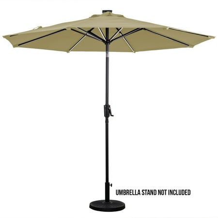 Sun Ray - 9' Round Next Gen Solar Lighted Umbrella - Grey