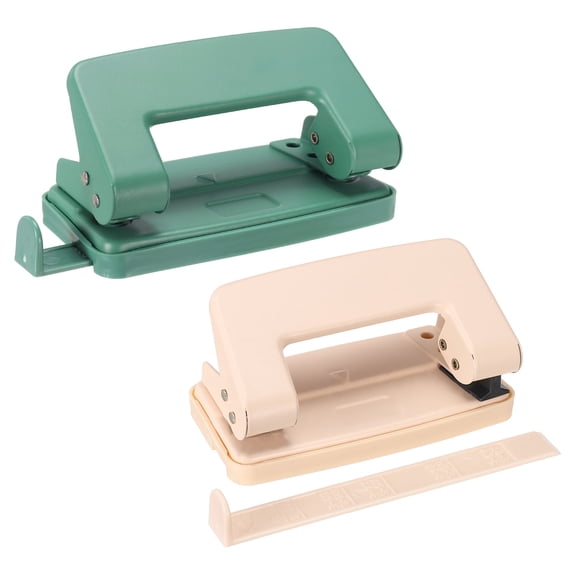 Uxcell 1/4" 2 Hole Punch, 2Pcs Handheld Hole Puncher Press Metal Paper Puncher, Pink