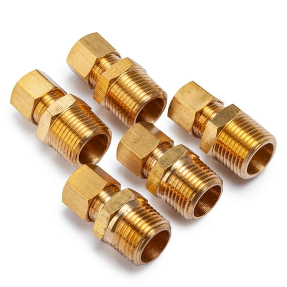 LTWFITTING Brass 5/16 OD x 3/8 Male NPT Compression Connector Fitting(Pack of 5)