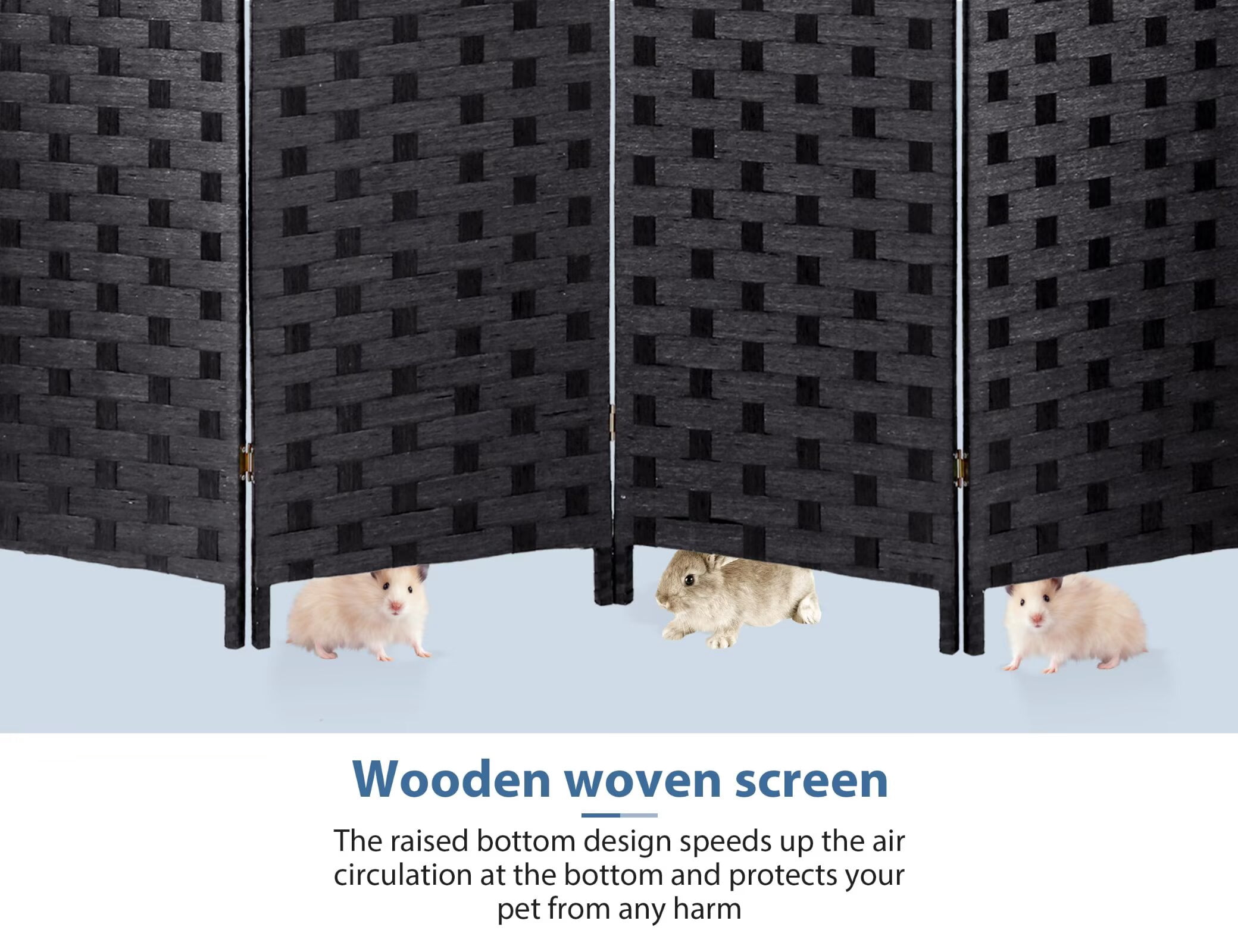 YRLLENSDAN,4 Panels,Room Divider Panel,Wall Divider for Room Separation,Privacy Screen Indoor,Foldable,Portable,Wooden,Independent Type,Black