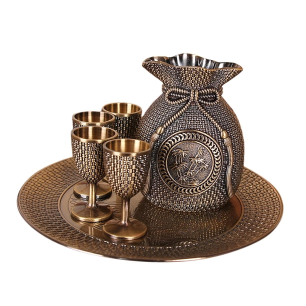 6Pcs-Set Metal Goblet Blessing Bag Fgon coración para hogar vintage Dispensador Durable Hermoso Clásico Elegante Bronce perfecl Copa de vino