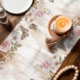 thumbnail image 3 of Vintage Pink Flowers Table Runner 36 Inches, Spring Floral Butterfly Retro Art Bed Runner Dresser Scarves Tabletop for Indoor Outdoor Parties/Ceremony/Banquet, 13"x 36", 3 of 8