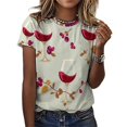 thumbnail image 3 of Wine Glass T-Shirt O Neck Retro Print Big Size T-Shirts Short Sleeve Tees Womens Pretty Design, 3 of 5