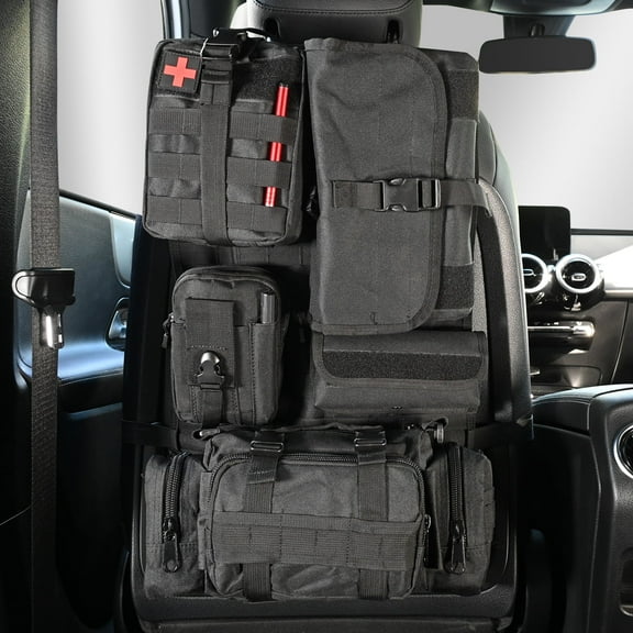 Tactical Car Back Seat Cover Molle Organizer Multi-function Bag Pockets Storage