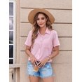 thumbnail image 2 of Top Zeagoo casual para mujer con botones y manga corta, color rosa claro, 2 of 5