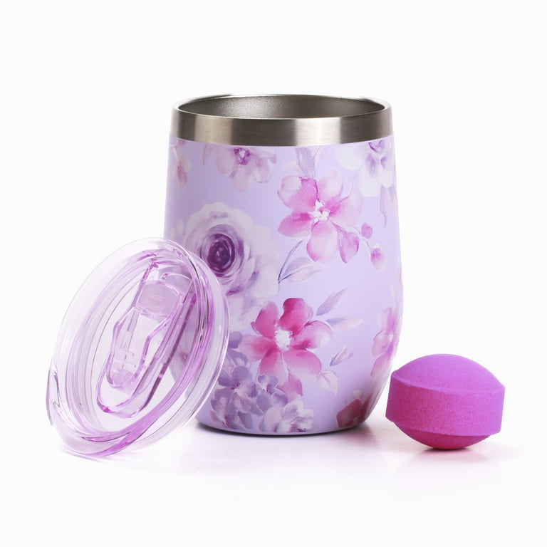 Hi Peach Layne 11.5 oz Purple Wine Tumbler with 30g Berry Bougie Bath Bomb