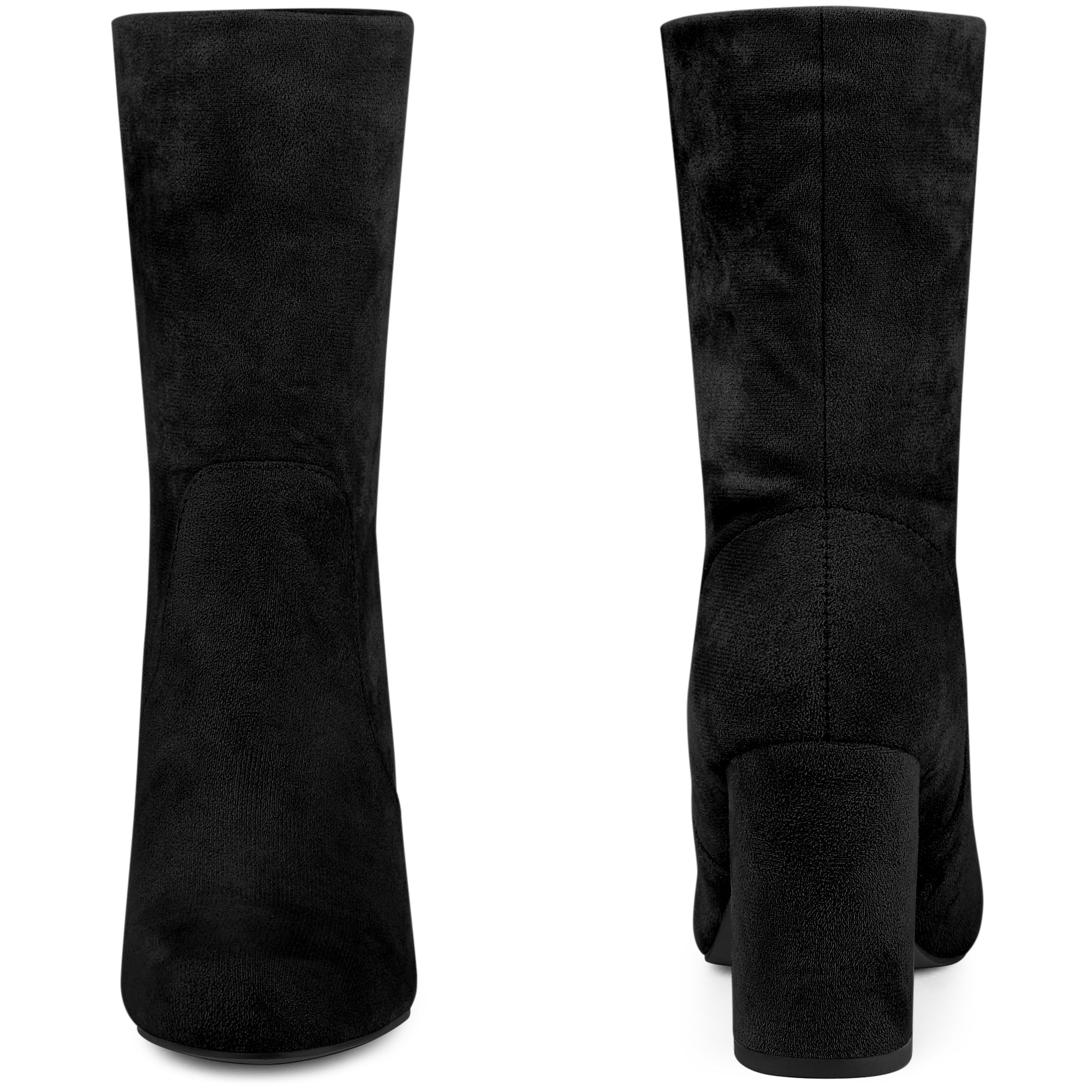 DARING DIVA Women's Rounded Toe Block Heeled Foldable Mid-Calf Boots Black US 7