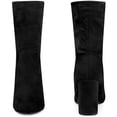 thumbnail image 4 of DARING DIVA Women's Rounded Toe Block Heeled Foldable Mid-Calf Boots Black US 7, 4 of 7