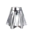 thumbnail image 4 of Yeaiivve Women's Shiny Flared Pleated Mini Skater Skirt Stretchy Wasit Sparkly Metallic Skirt for Night Out Club Party Gray,S, 4 of 6