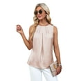 thumbnail image 3 of Women'S Silk Satin Tank Top Summer Business Casual Outfit 2025 Sleeveless Work Dressy Shirt Apricot L, 3 of 8