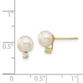 thumbnail image 3 of Primal Gold 14 Karat Yellow Gold 6-7mm White Round Freshwater Cultured Pearl .06ct Diamond Post Earrings, 3 of 3