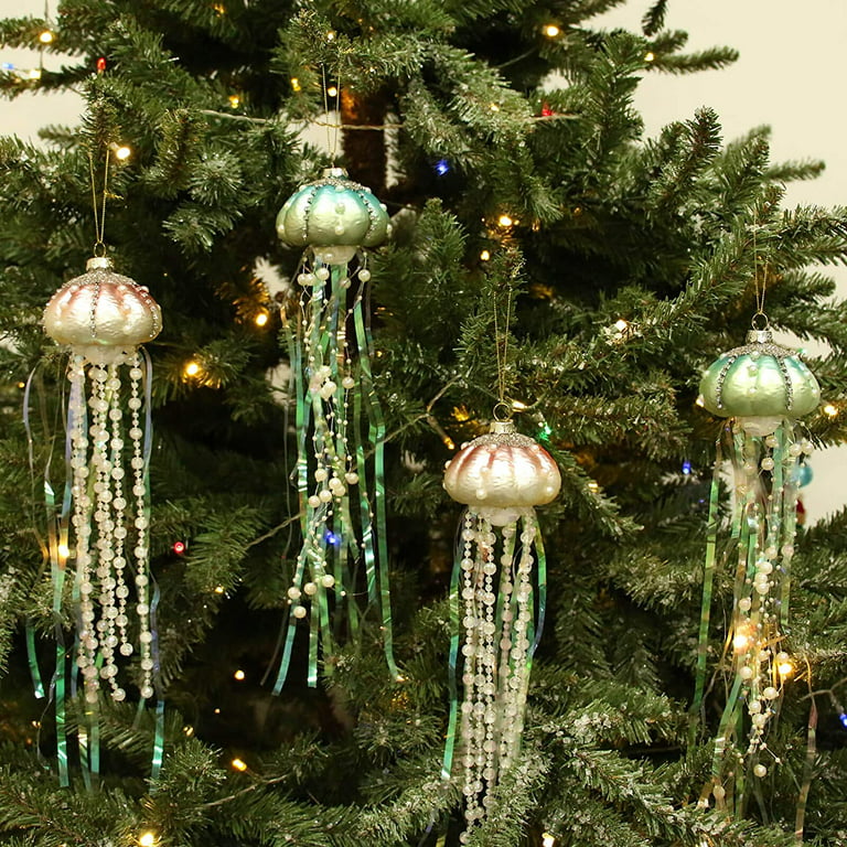 Sea Glass Christmas Tree Ornament, Sea Glass Christmas Bauble,  Ocean Christmas Tree Decorations, Glass Christmas Tree Hanging Crystals for  Decoration, Christmas Tree Decorations (B) : Home & Kitchen