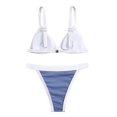 thumbnail image 6 of Fall Stylish 2024 SMihono Women's Ribbed Triangle Bikini Set High Waist Swimsuit Bathing Suits Two Piece Blue 4, 6 of 7